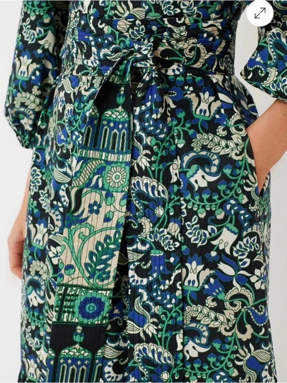 Tuckernuck NEW Batik Floral
Lyles Green Blue Puff Sleeve Belted
Midi-Size Small - Picture 4 of 7